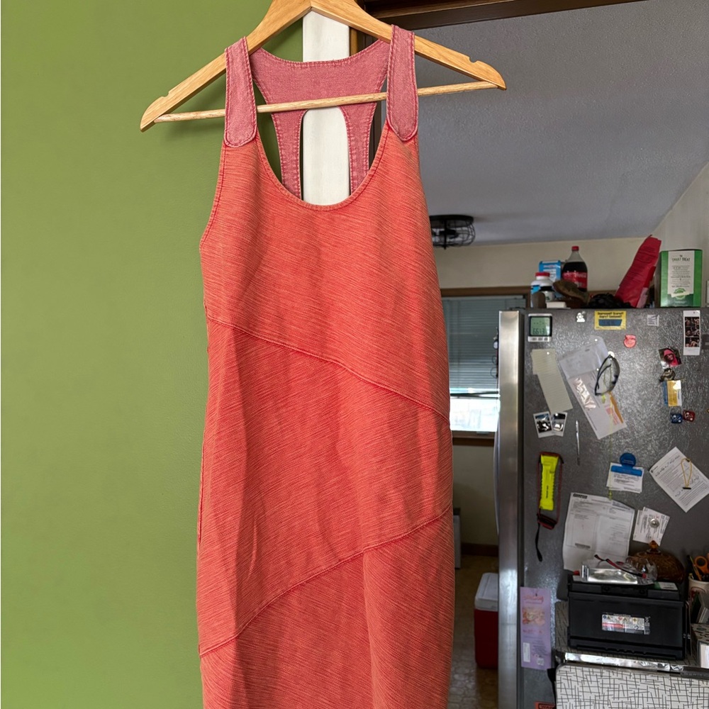 Free People coral sleeveless body con dress, back detail M